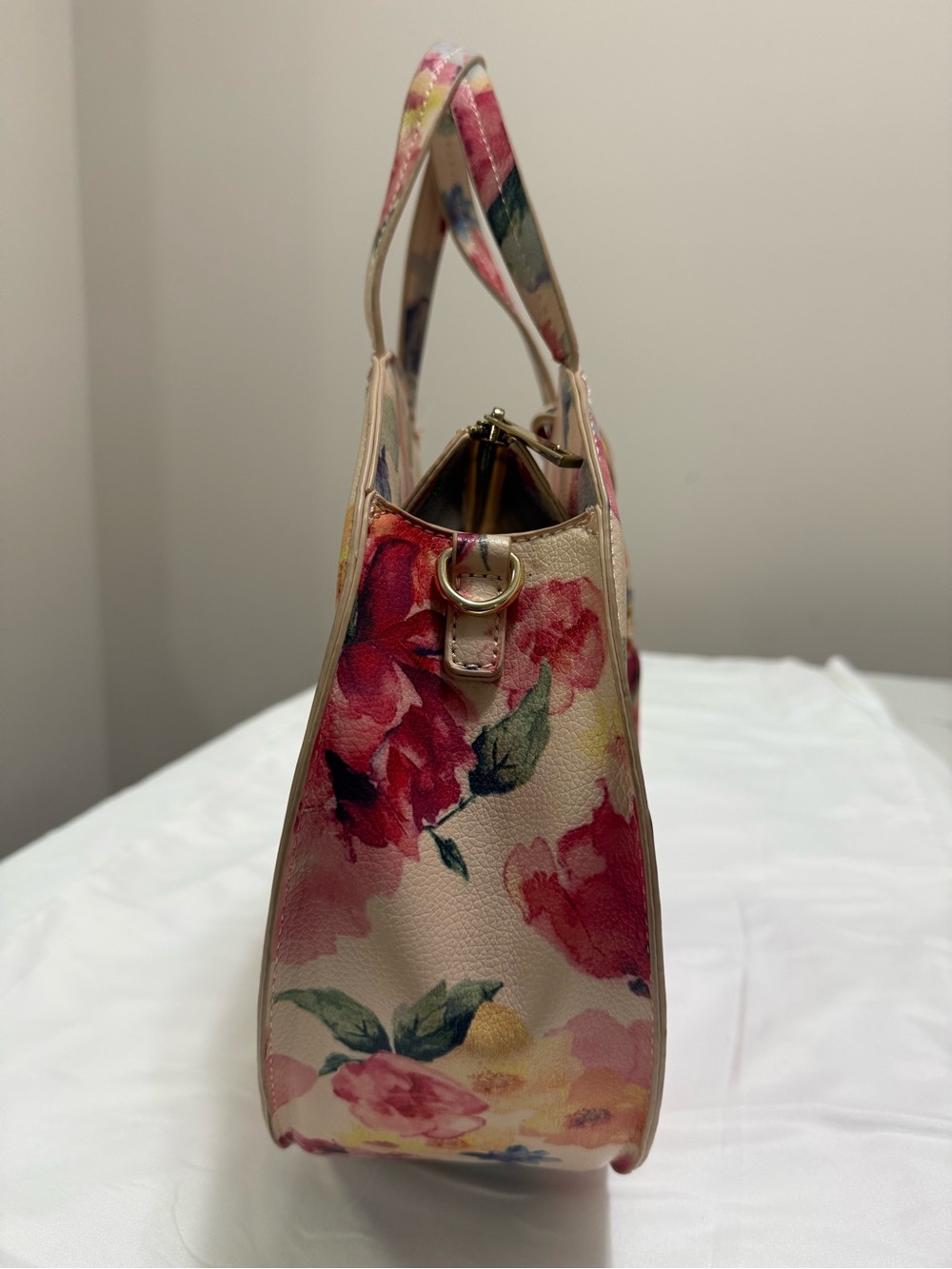 Floral Round Top Handle Bag Pink Multicolor Y2K - Picture 3 of 7